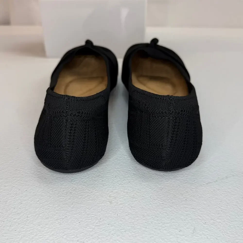 Ablanezoom Women’s Black Knot Flats – Size 38 / US 7.5 Slip‑On Ballet Shoes